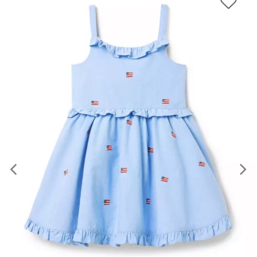 Janie and Jack Light Blue Dress with Flag Embroidery